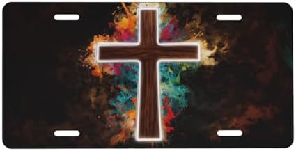 Colorful Cross Jesus Front License Plate 6" * 12" for Women