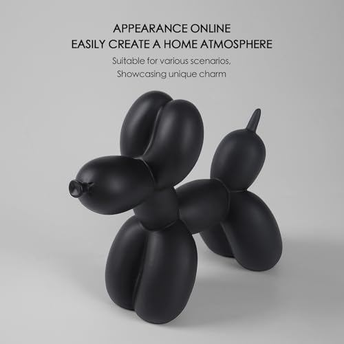 Notakia Creative Black Balloon Dog Decor Statue Crafts Living Room Decor Desktop Decorations,Handmade Modern Small Shelf Animal Statue Ornament Home Decor (Big Pure Black) - Image 4
