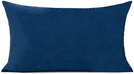 VAKADO Decorative Velvet Soft Throw Pillow Covers Rectangle Lumbar Solid Cushion Cases Home Decoration for Couch Sofa Bed 12"x20" Set of 2, Dark Blue - Image 2