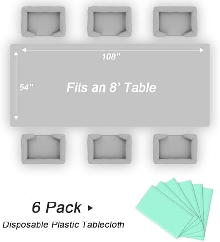 QIKSION 6 Pack Mint Green Plastic Tablecloth, Table Cloth Disposable - Image 5