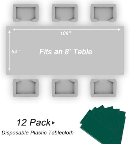 QIKSION 12 Pack Dark Green Table Cloth Plastic, Emerald Green Tablecloth - Image 5