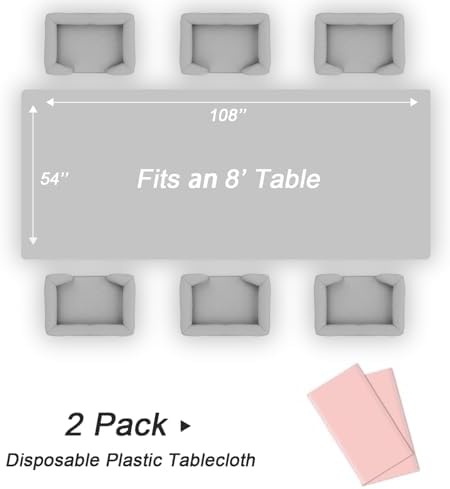 QIKSION 2 Pack Blush Pink Plastic Tablecloth, Dusty Pink Table Cloth - Image 5