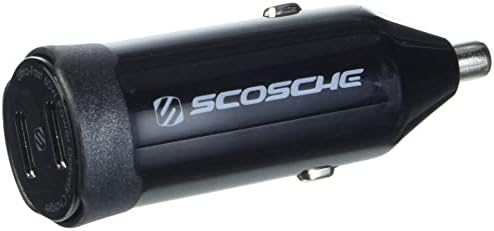 Scosche CPDCC60 PowerVolt 60W Certified Dual USB Type-C + Type-C Fast Car Charger Power Delivery 3.0 with PPS for All USB-C Devices