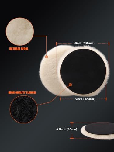 SPTA Wool Buffing Polishing Pads, 3Pcs 5 Inch (125mm) Wool Cutting Pad, Wool Compounding Pad, Buffing and Polishing Pads Buffing Wheel for 5 Inch Car Polisher Compounding, Polishing, Buffing - Image 6