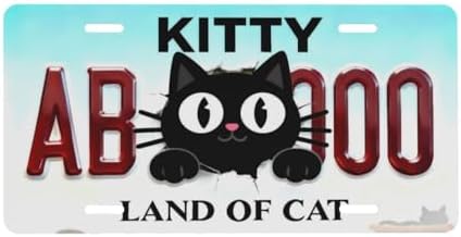 Cute Black Cat Front License Plate Car Decorative License Plates