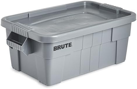 Rubbermaid Commercial Products Brute Tote with Lid, Gray, 14-Gallon by RubbermaidCommercialProducts