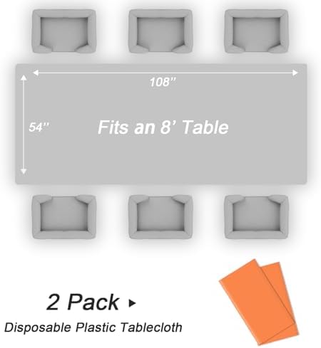 QIKSION 2 Pack Orange Plastic Tablecloth, Orange Table Cloth Disposable - Image 5
