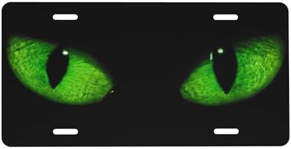Front License Plate Green Cat Eye Vanity Plates Aluminum Cool