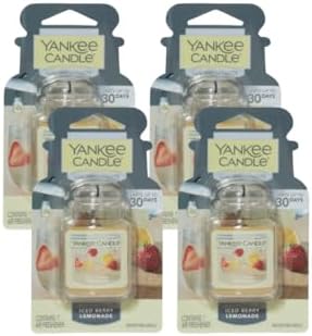 Yankee Candle Car Jar Ultimate Air Freshener, Hanging Car Freshener, Long Lasting Car Fragrance (Iced Berry Lemonade)