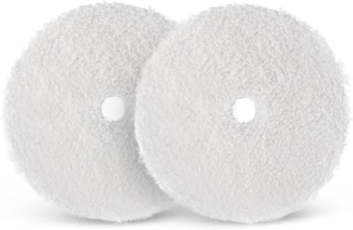 SPTA Microfiber Cutting Pads, Microfiber Finishing Pads 2Pcs 6Inch 150mm Finishing Disc Soft Microfiber Wax Removal Pad for Dual Action Car Polisher Finishing Polishing Waxing -MPBFS6W-2 by SPTA