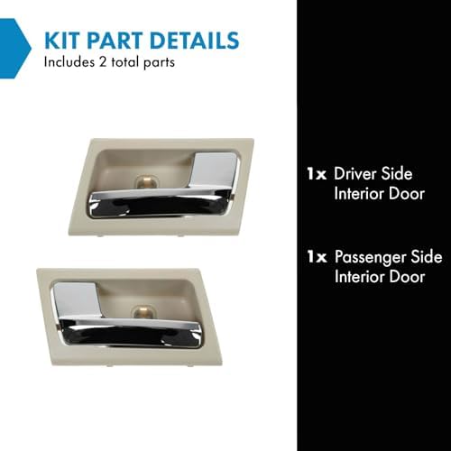TRQ Camel & Chrome Inner Inside Door Handle Pair Set