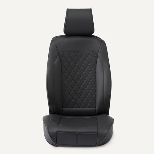 Amazon Basics Front Car Seat Covers, Breathable Faux Leather, Universal Fit, Black, 2-Pack