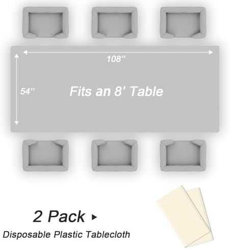 QIKSION 2 Pack Beige Plastic Tablecloth, Cream Table Cloth Disposable - Image 5