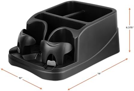 Armor All Car Console Organizer, Car Seat Organizer with 2 Adjustable Cup Holders, 3 Large Storage Compartments, Seatbelt for Secure Hold, Vehicle Middle Seat Organizer for Cars, Trucks, Minivans