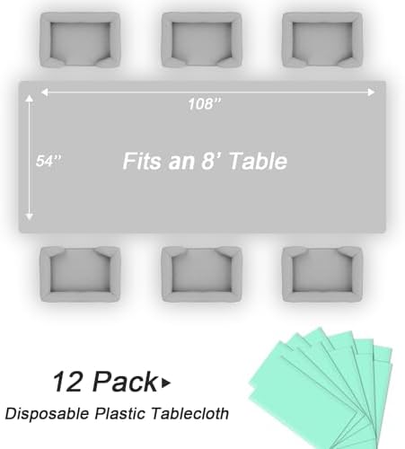 QIKSION 12 Pack Mint Green Plastic Tablecloth, Table Cloth Disposable - Image 5