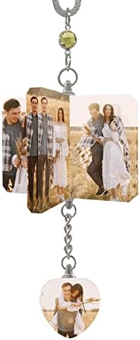 Crystal Windmill Personalized Photo Hanging Ornament Car Gift for Couple Custom Picture Car Rearview Mirror Interior Pendant Decoration by Brocade+Creek