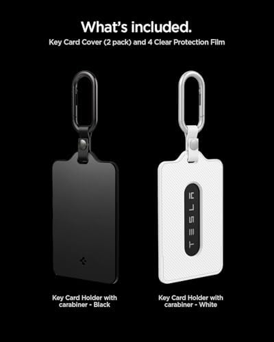 Spigen Key Card Holder for Tesla Model Y/S/3/X (Black + White) - 2 Pack