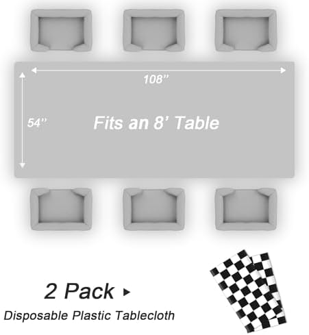 QIKSION 2 Pack Checkered Tablecloth Disposable, Race Car Table Cloth - Image 5