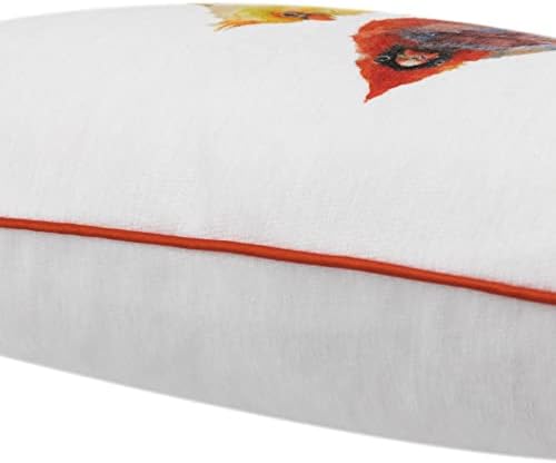 JWH Birds Accent Pillow Case Chenille Cushion Cover Decorative Pillowcase Animal Throw Pillow Cover for Couch Sofa Car Bed Chair Decor Sham 12x20 Inch White Orange - Image 5