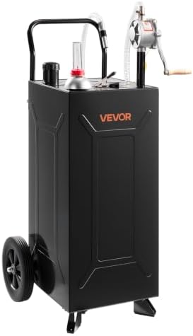 VEVOR 30 Gallon Fuel Gas Caddy, Carbon Steel, Portable Fuel Transfer Storage Tank with Manual Pump & 2 Wheels, Gasoline Diesel Can Container, for Cars, Lawn Mowers, ATVs, Boats, Motorcycles, Black by VEVOR