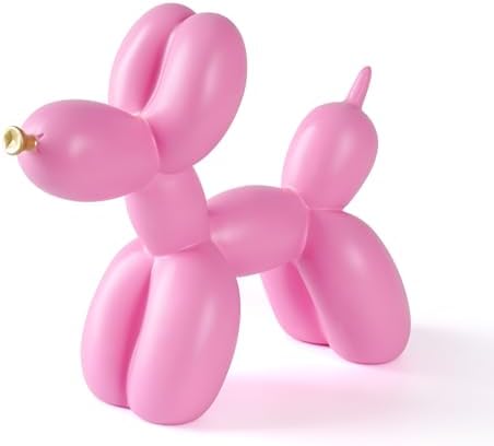 Notakia Creative Pink Balloon Dog Decor Statue Crafts Living Room Decor Desktop Decorations,Handmade Modern Small Shelf Animal Statue Ornament Home Decor (Big Pure Pink Dog) by Notakia