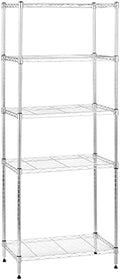 Amazon Basics 5-Shelf Adjustable Storage Shelving Unit for Garage, Steel Wire Rack, 200 Pound Loading Capacity per Shelf, 23.2" x 13.4" x 60", Chrome Finish by AmazonBasics