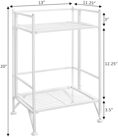 Convenience Concepts Xtra Storage Shelves - 2 Tier Folding Metal Organizer Shelf for Office, Closet, Laundry Room, Garage, Kitchen, Bathroom, & Bedroom, No Tools Assembly, White - Image 3