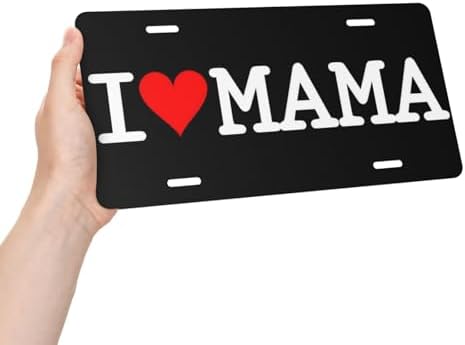 I Love Mama Red Heart Aluminum License Plate