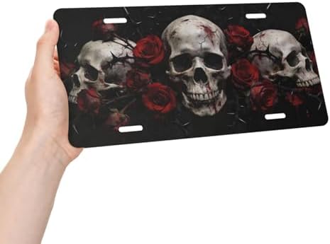Gothic Skulls Front License Plate Aluminum Decorative License Plates