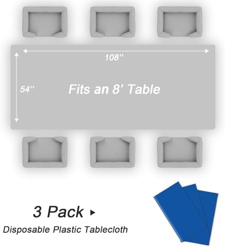 QIKSION 3 Pack Blue Plastic Tablecloth, Blue Table Cloth Disposable - Image 5
