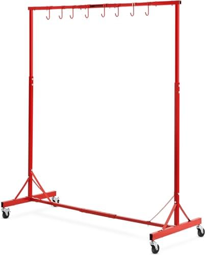 VEVOR Painting Rack, 5 ft-7 ft Adjustable Height, 66 lbs Capacity Automotive Paint Stand, 8 Hooks Drying Rack With 4 Swiveling Wheels, Auto Body Stand for Repair Shops & Garage by VEVOR