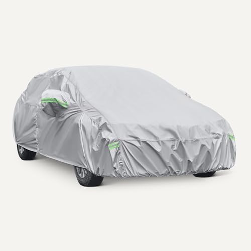 Amazon Basics Full Car Cover, Fits Vehicles 201-210", Silver