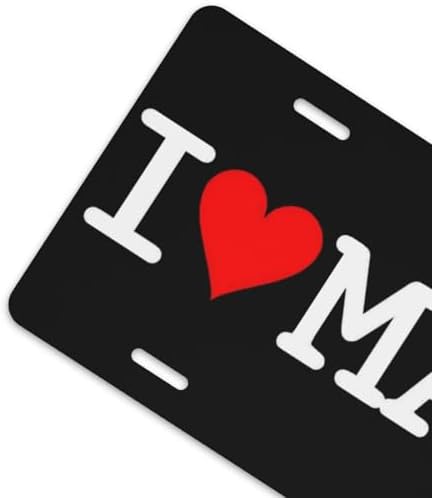 I Love Mama Red Heart Aluminum License Plate