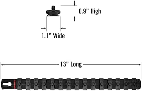Ernst Manufacturing 13-Inch Magnetic Socket Organizer with 15 1/4-Inch Twist Lock Clips, Black (8423M-Black-1/4) - Image 4