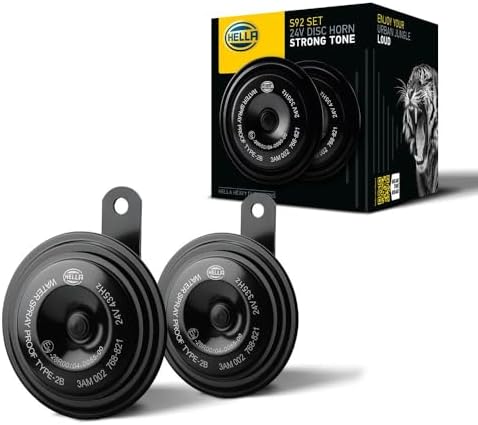 HELLA 002768821 Black 92mm 24V Disc Horn Kit (Universal Fit)
