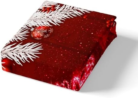 Merry Christmas Kids Duvet Cover Set Queen Size,Snowflake Christmas Tree Bowknot Bedding Set,Girls Boys Adults Room Decor,Red Gradient Lines Glitter Comforter Cover,Romantic Quilt Cover,2 Pillowcases - Image 4