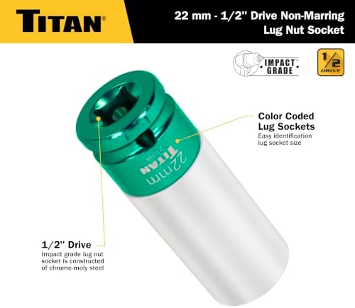 Titan 21094 1/2-Inch Drive x 22mm Non-marring Impact Deep Lug Nut Socket - Image 3