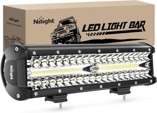 Nilight Led Light Bar 12Inch 300W Triple Row Flood Spot Combo 30000LM Bar Driving Boat Lighting Led Off Road Lights for Trucks,2 Years Warranty (Pack of 12)