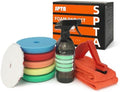 SPTA 10 Pcs Detailing Set, 5Pc 6 inch Buffing Polishing Pads, 1 Microfiber Finish Pad, 1-16 oz Polishing Cleaner, 1 Conditioning Brush, 2-16"*16" Microfiber Towel. for Dual Action and Rotary Polishers by SPTA