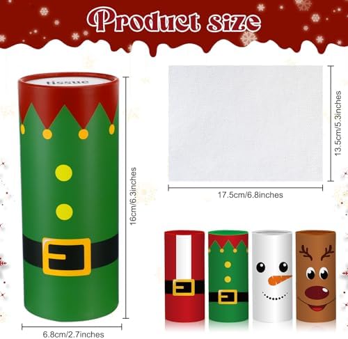 Hushee 4 Pcs Christmas Car Tissue Cylinders with 200 Tissues (Christmas) - Image 2