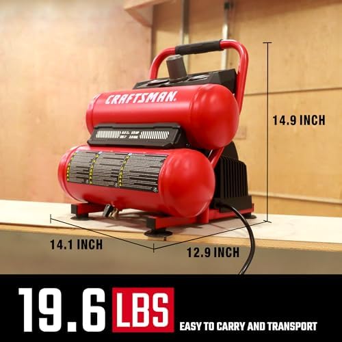 Craftsman 2-Gallon Air Compressor, 1/3 HP Oil-Free Twin Tank, 125 PSI - Image 4