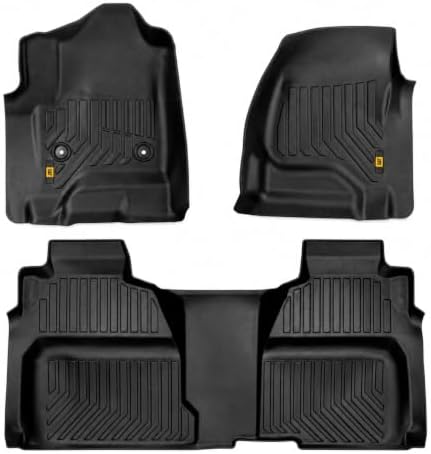 CAT® JustFit™ 3D Custom Fit Floor Mats for Chevy Silverado 1500 Crew Cab 2014-2018, Full Set Front & Rear, Heavy Duty Rubber Floor Liners Laser Measured, Silverado Accessories