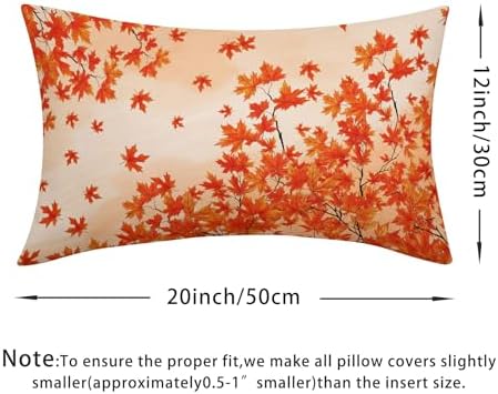 Fall Maple Leaves Throw Pillow Covers 12x20 Set of 2 Thanksgiving Orange Leaf Pillow Covers Autumn Foliage Watercolor Pillowcase for Kitchen Sofa Outdoor Couch Bedroom Living Room Decoration - Image 4
