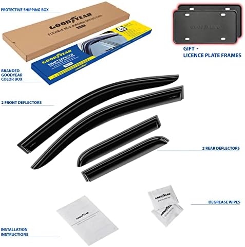 Goodyear Shatterproof Window Deflectors for Chevrolet (Chevy) Silverado/GMC Sierra 2014-2018 Double Cab, Vent Visor,Truck Accessories,Tape-on Rain Guards, Window Visors,Vent Deflector, 4pcs - GY003281