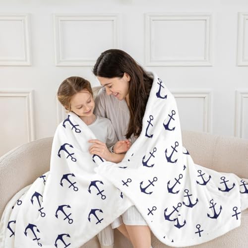 Castle Fairy Nautical Anchor Throw Blanket Arrow Ocean Navigation Fleece Flannel Blankets Kids Boys Girls Room Decor Anchors Bed Blankets for Bed Sofa Couch Black White Plush Blanket Twin 60"x80" - Image 2