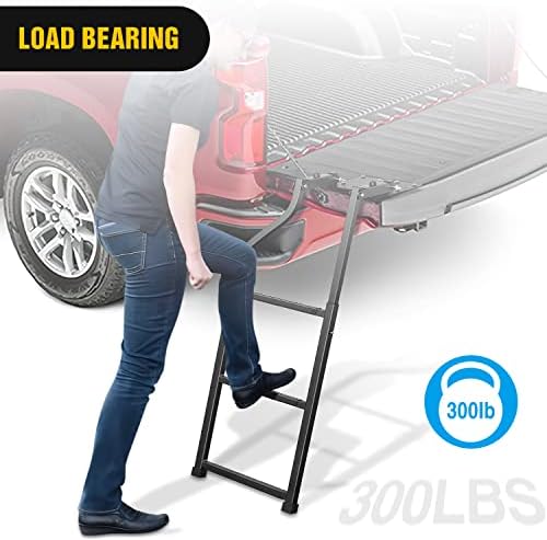 Nilight Foldable Truck Tailgate Ladder for Pickup with Step Grip Plates
