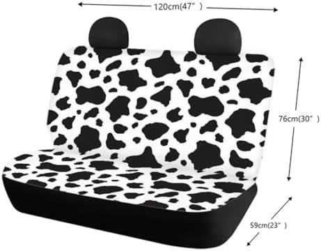 Car Rear Seat Covers Non-Slip Stretch Universal for Car Truck Van SUV, Cow Back Seats Cushion Protective Against Dirt & Pet Fur Womens Car Backseat Covers Decor