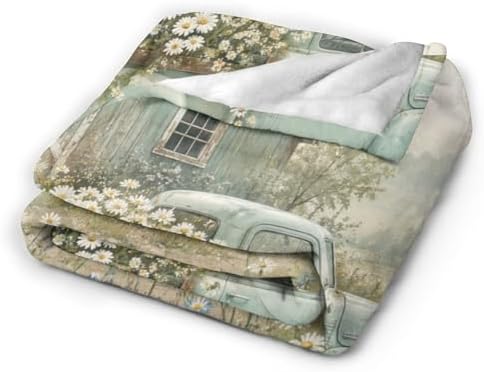 Farmhouse Truck Blanket for Women, Gifts for Girls, Vintage Car Blankets for Kids, Soft Cozy Lightweight Throw for Bed Sofa Home Travel Room Decor, 50x60 Inch - Image 2