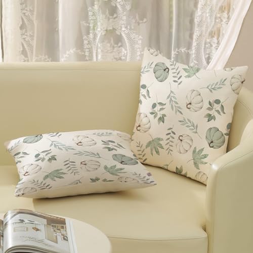 Fall Pillow Covers 16x16 Set of 2 Pumpkin and Maple Leaf Fall Decor Pillowcase Linen Autumn Thanksgiving Decorative Outdoor Throw Pillow Covers Warm Tones Farmhouse Cushion Case for Couch Home - Image 5