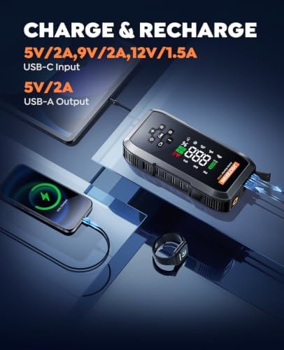 Car Battery Jump Starter with Air Compressor, 5000A Powerful Battery Jumper Starter Portable with 150PSI Auto-Pause Pump, 12V Jump Box for Car Battery with 10-Safety Protection(9L Gas/8L Diesel) - Image 6
